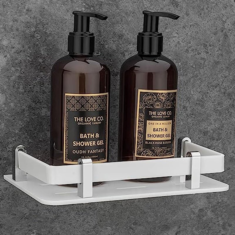 FORTUNE Acrylic Wall Mount Shelf Bathroom MultiFunctional Storage Shelf Kitchen Shelves Toilet Basket Accessories Homes Hotels DecorWhite 8x5 Pack of 1 - Image 1