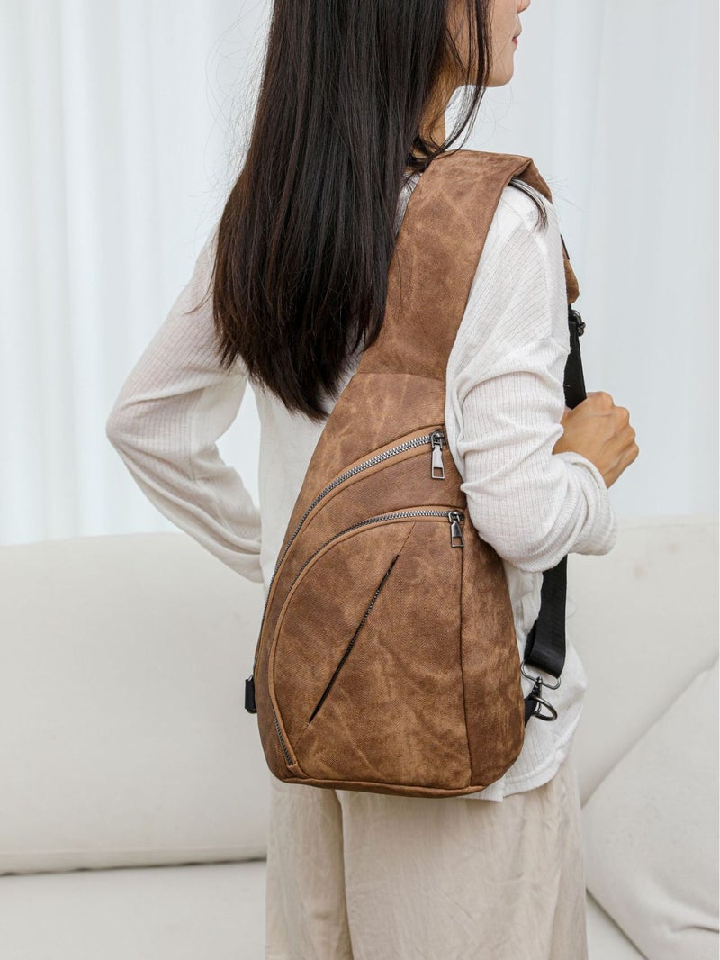 Women'S Bag Fashion Soft Leather Chest Bag Denim Soft Pu Shoulder Messenger Bag Girl Backpack - Image 2