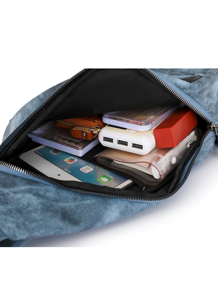 Women'S Bag Fashion Soft Leather Chest Bag Denim Soft Pu Shoulder Messenger Bag Girl Backpack - Image 5