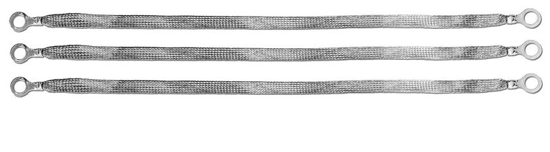 24" x 1/2" Braided Ground Straps (1/2" Ring to 1/2" Ring)-3pcs | Made in USA