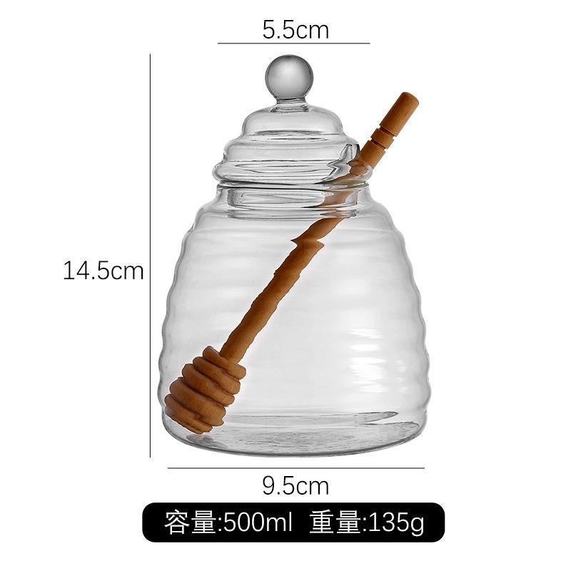Household Transparent Glass Honey Jar With Lid Glass Stirring Stick Honey Bottle Creative Jam Glass Transparent Jar - Image 5