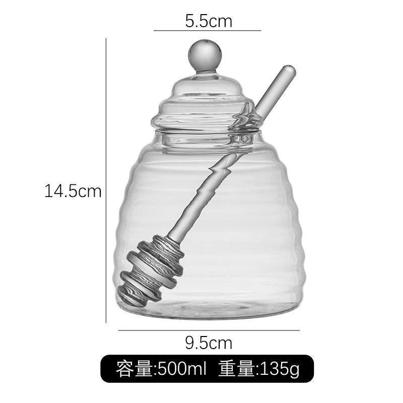 Household Transparent Glass Honey Jar With Lid Glass Stirring Stick Honey Bottle Creative Jam Glass Transparent Jar - Image 4
