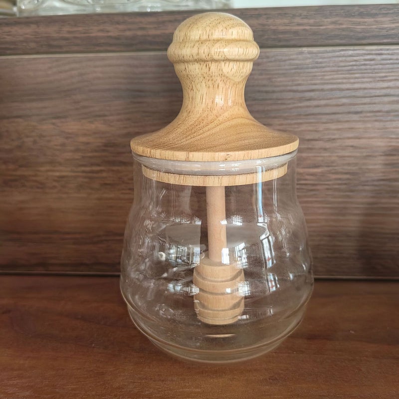 Household Transparent Glass Honey Jar With Lid Glass Stirring Stick Honey Bottle Creative Jam Glass Transparent Jar - Image 1