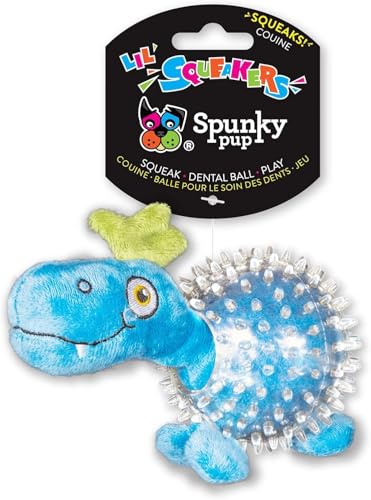Spunky pup Dino in Clear Spiky Ball - Image 1