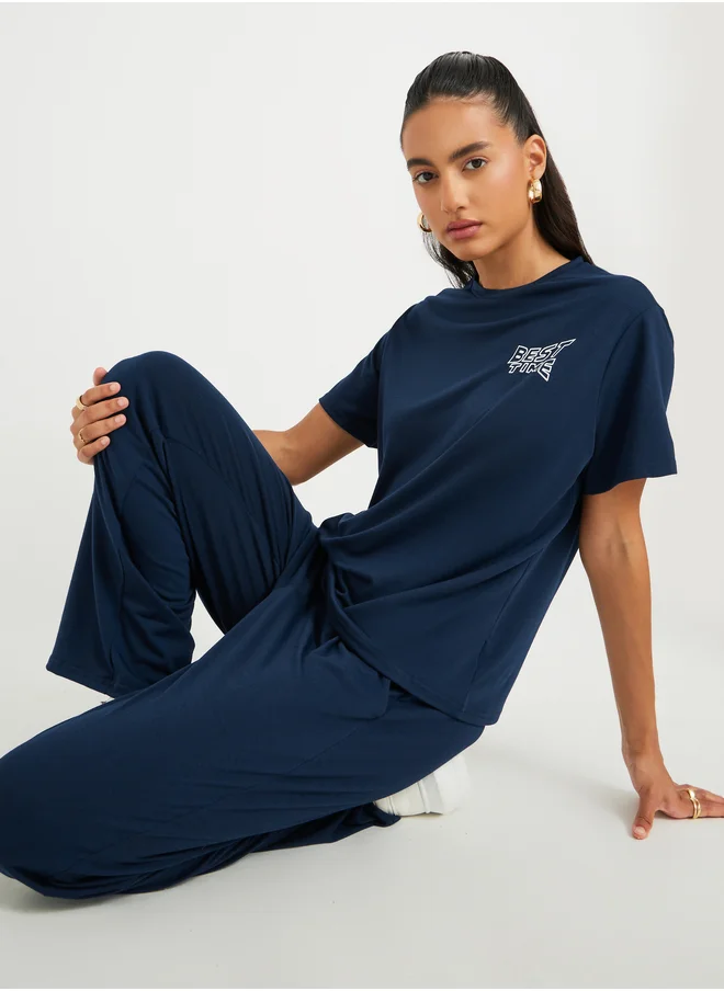 Take Two Take Two Print Round Neck Top and Pants Co-Ords