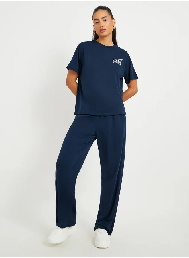 Take Two Take Two Print Round Neck Top and Pants Co-Ords