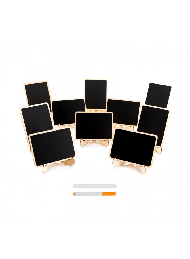 DSTELIN 10 Pack Mini Chalkboards Signs with Easel Stand, Small Rectangle Chalkboards Blackboard, Wood Place Cards for Weddings, Birthday Parties, Message Board Signs and Event Decoration  - Image 1