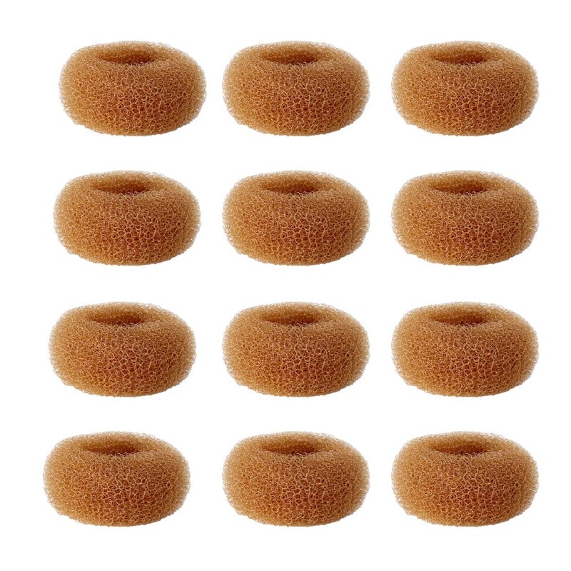 SQULIGT 12 Pcs Small Hair Bun Maker Small Hair Donut Set for Kids Girls Women Hair Donut Bun Maker Tool for Short and Thin Hair Crown Shapers Accessories Size S 23 Inch Light Brown