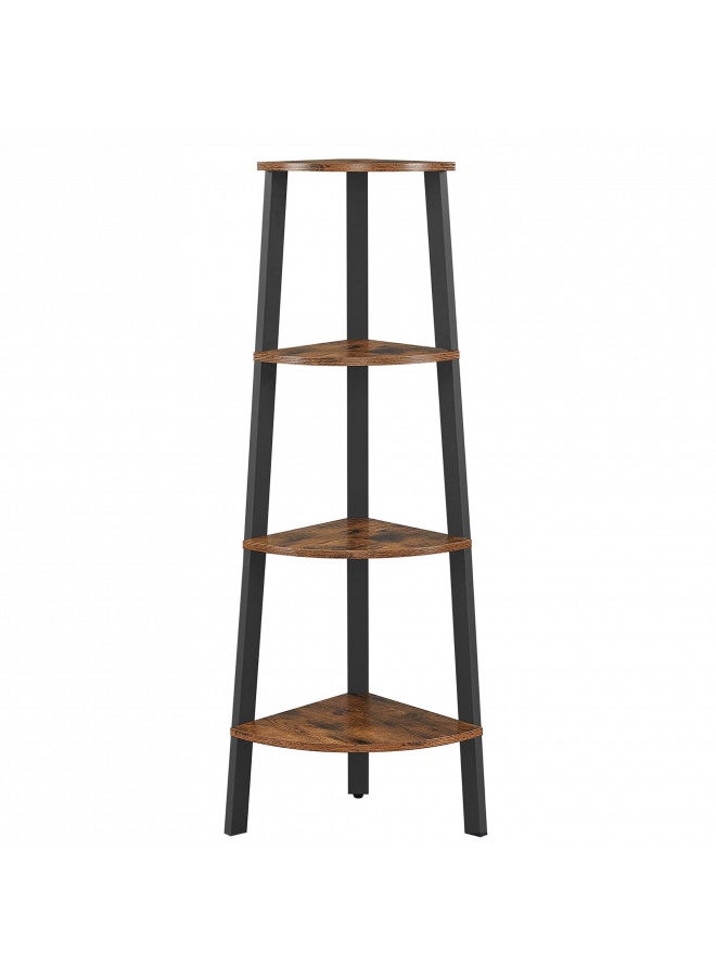 VASAGLE VASAGLE Corner Shelf Stand, 4-Tier Corner Bookshelf, Industrial Ladder Plant Stand Display Shelf for Living Room, Office, Kitchen, Rustic Brown and Black ULLS34X - Image 1