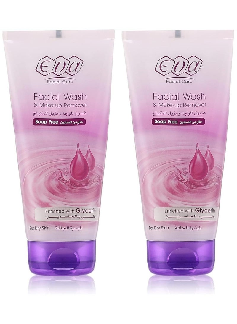 Eva Eva Facial Wash and Make-up Remover Enriched with Glycerin for Dry Skin 150ml 2pcs  - Image 1