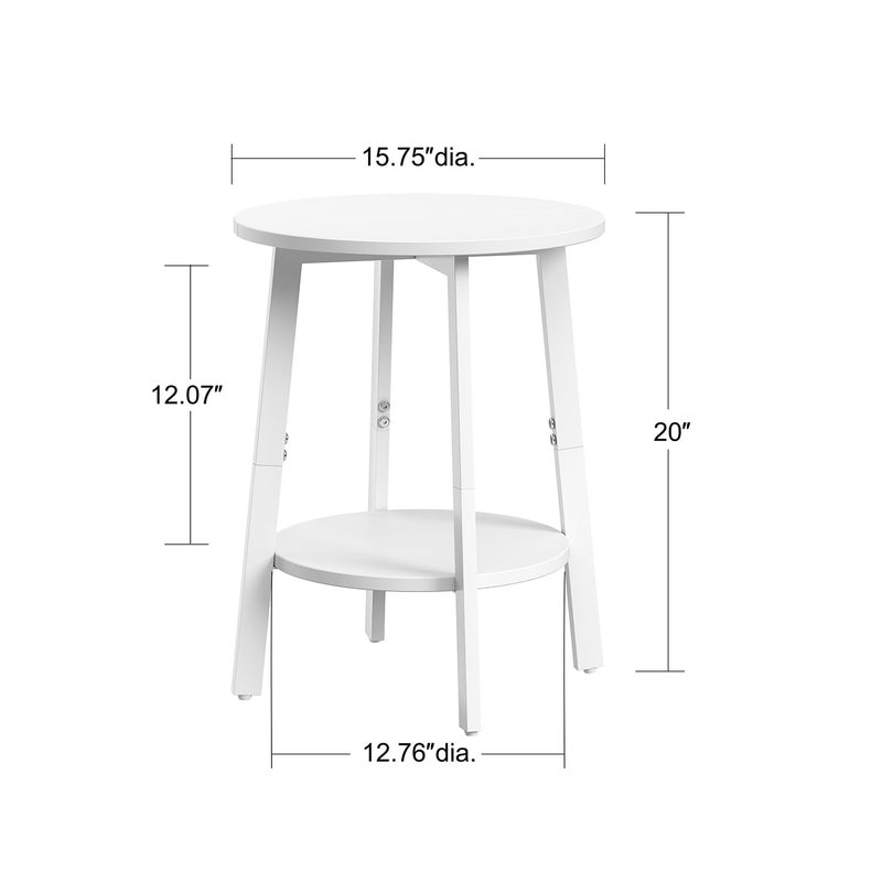 sthmec Side Table, Small Round End Table with Storage Shelf for Small Space, 2-Tier Bedside Table Sofa Couch Table, Round Accent Table Nighstands for Living Room, Bedroom,White - Image 5