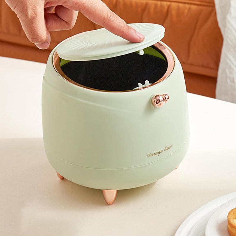 NANIAAY NANIAAY Mini Green PushType Trash Can DoubleBarrel Design Desktop Wastebasket for Vanity Tabletop Desk Small Garbage Bin with Inner Trash Bag Holder  - Image 3