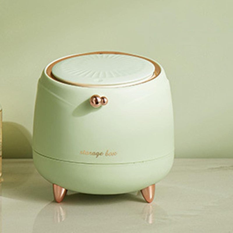 NANIAAY NANIAAY Mini Green PushType Trash Can DoubleBarrel Design Desktop Wastebasket for Vanity Tabletop Desk Small Garbage Bin with Inner Trash Bag Holder  - Image 4