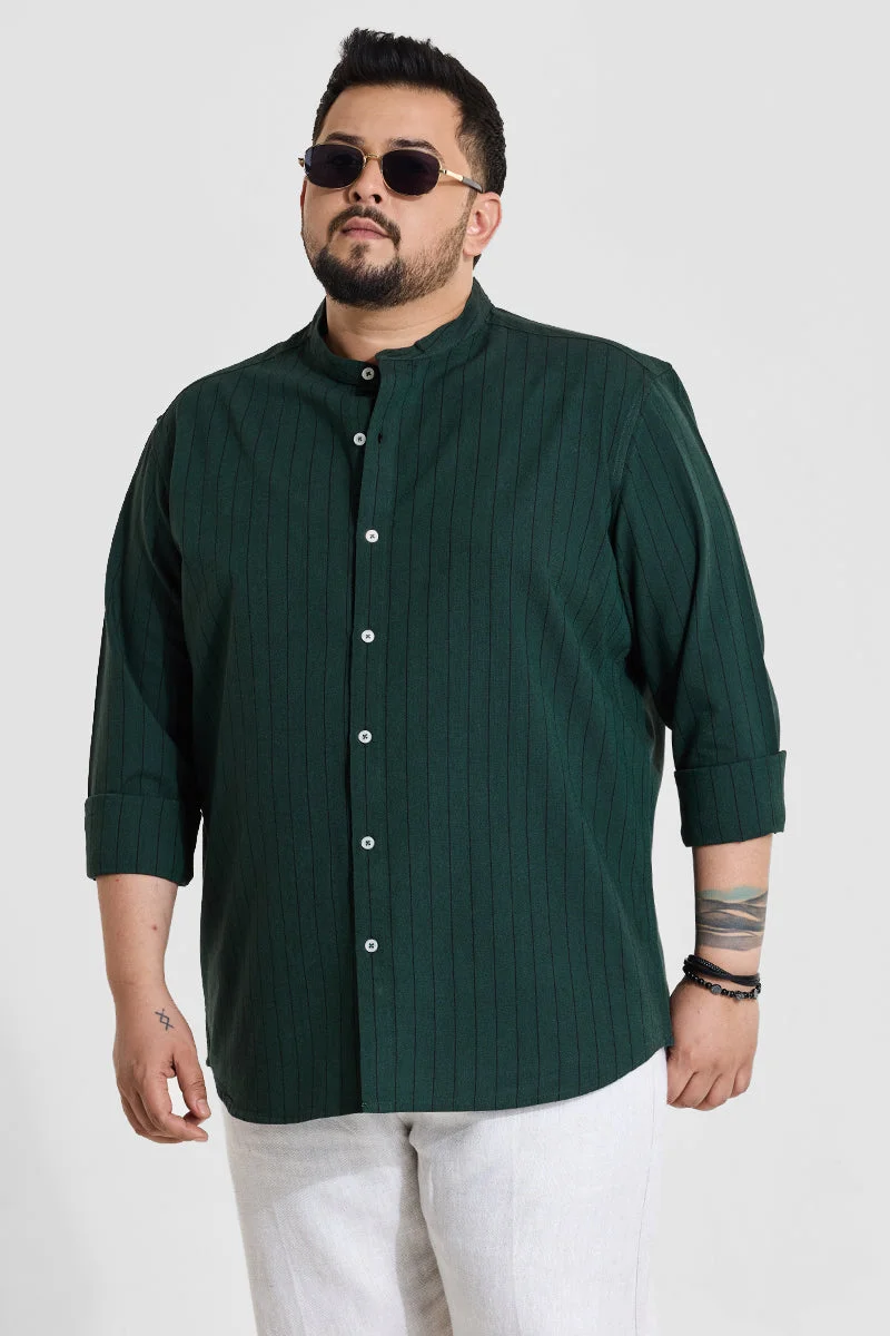 SNITCH 100% Cotton Mandarin Stripes Plus Size Shirt