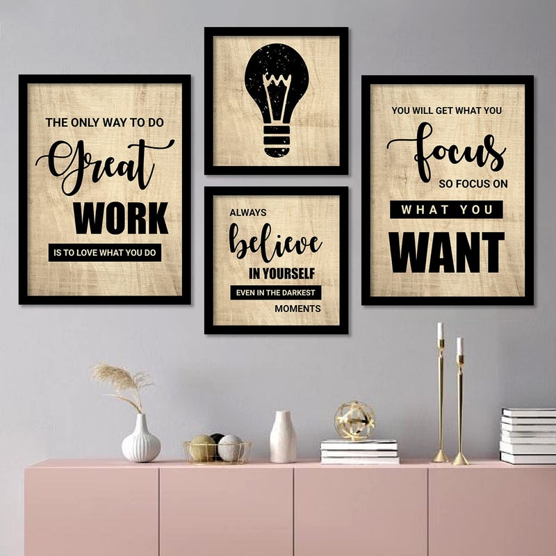 VASL Studio Inspirational Posters for Home and Office Wall Decor Meeting Room Corporates Motivational Quotes Wall Frame for Students Room Decoration 11 x 14 inch Framed Set of 4