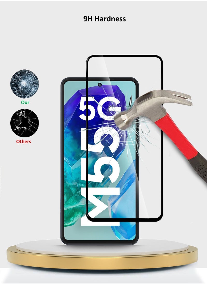دبليو تيك واقي شاشة من الزجاج المقوى بغطاء كامل من سلسلة Samsung Galaxy M55 5G 2024 Premium E2E - شفاف/أسود  - Image 4