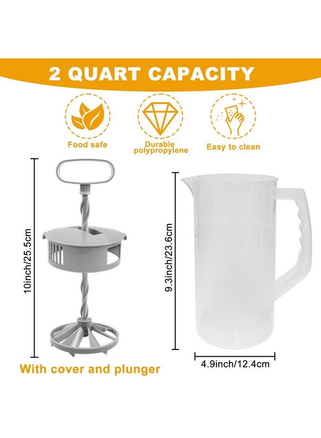 Hlimior 1 Pack Mixing Pitcher for Drinks 2 Quart/ 64oz Plastic Water Pitcher with Lid，Easy-Mix Juice Container，Angled Plastic Blades and Adjustable Mixer Plunger for Juice, Tea, Beverage Container - Image 2