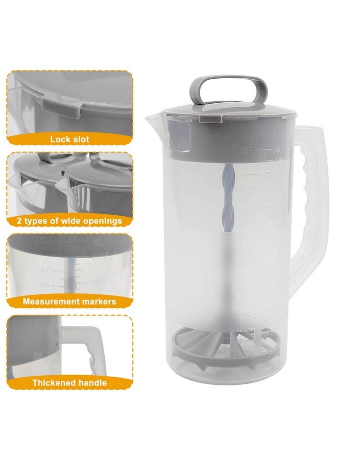 Hlimior 1 Pack Mixing Pitcher for Drinks 2 Quart/ 64oz Plastic Water Pitcher with Lid，Easy-Mix Juice Container，Angled Plastic Blades and Adjustable Mixer Plunger for Juice, Tea, Beverage Container - Image 4