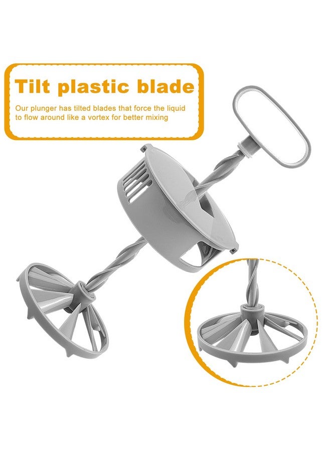 Hlimior 1 Pack Mixing Pitcher for Drinks 2 Quart/ 64oz Plastic Water Pitcher with Lid，Easy-Mix Juice Container，Angled Plastic Blades and Adjustable Mixer Plunger for Juice, Tea, Beverage Container - Image 3