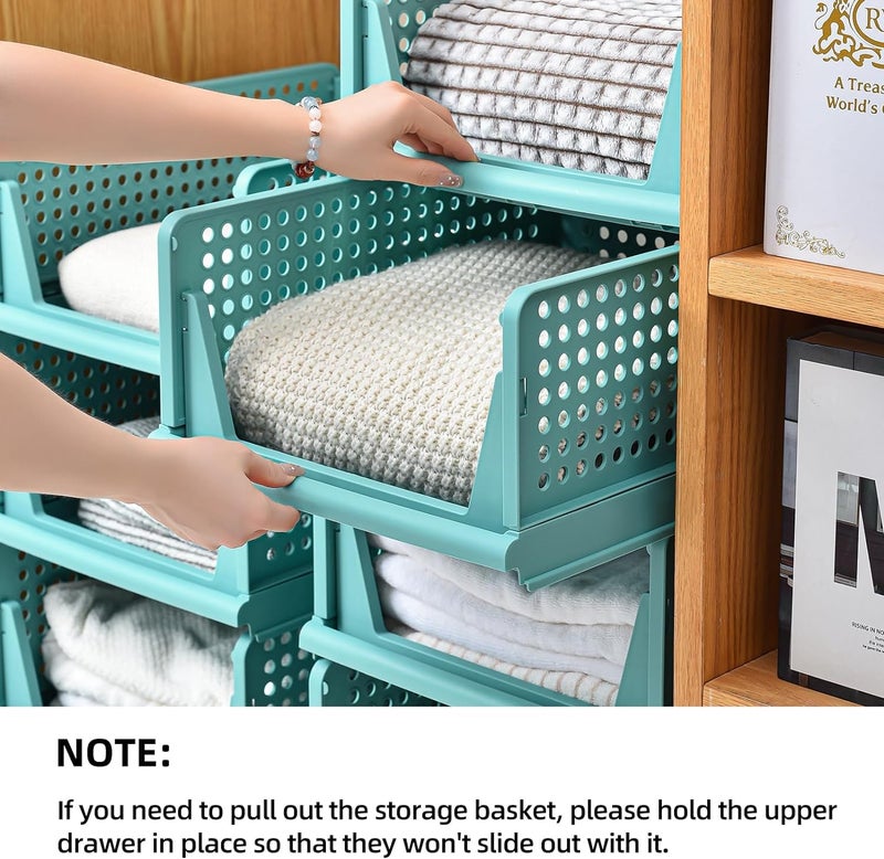JEYANG Stackable Wardrobe Organizer for Clothes Multipurpose Foldable Plastic Closet Storage Cupboard for Home Kitchen Bedroom Pack of 2 Blue - Image 5