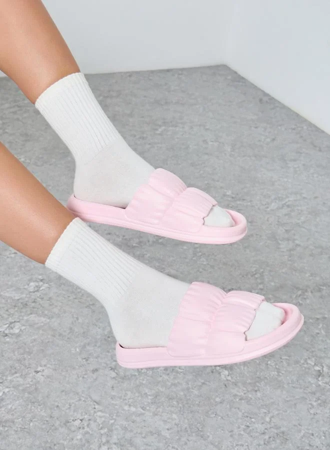 Styli Styli Pink Padded Flip Flop Slides