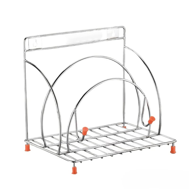 Fastro Fastro Stainless Steel 4in1 Chakla Belan Tawa Chimta Stand for Kitchen Organizer WallMount Rack for Rolling Pin Board and Tong Holder Corner Shelf Only Stand Floating Shelves  - Image 3