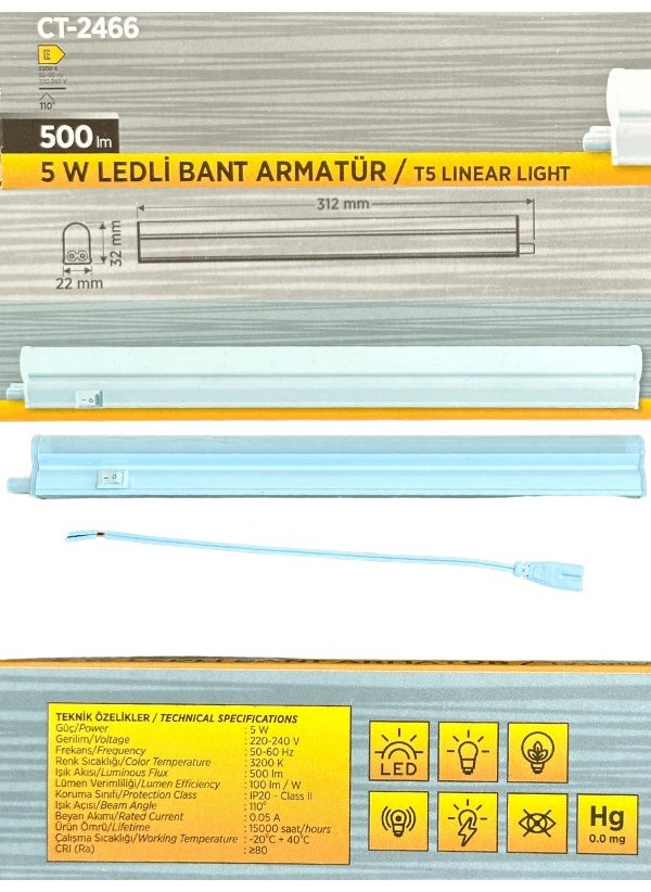 CATA CT-2466 5W 3200K (Daylight) LED Tape Luminaire  - Image 3