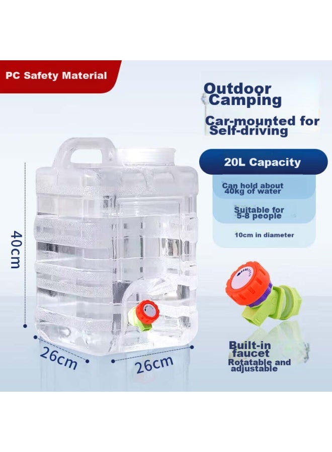 Extreme Space Jidu Kongjian Pure Water Bucket, Food-grade Mineral Water Bucket, Transparent With Tap, Outdoor Bucket, 20l With Handle, Vertical Square Bucket, Drinking Water Bucket - Image 1