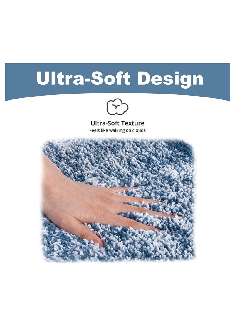 TYCOM Bathroom Rugs Bath Mat 50x80cm Non Slip Fluffy Soft Plush Microfiber Shower Carpet Rug Machine Washable Quick Dry Ultra Bath Mats for Tub Bathroom and Shower Dark Blue.  - Image 2