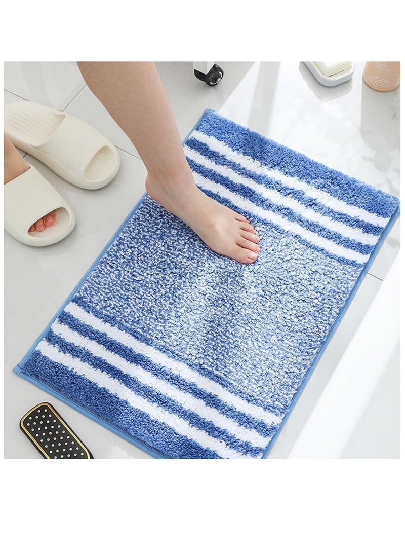 TYCOM Bathroom Rugs Bath Mat 50x80cm Non Slip Fluffy Soft Plush Microfiber Shower Carpet Rug Machine Washable Quick Dry Ultra Bath Mats for Tub Bathroom and Shower Dark Blue.  - Image 4