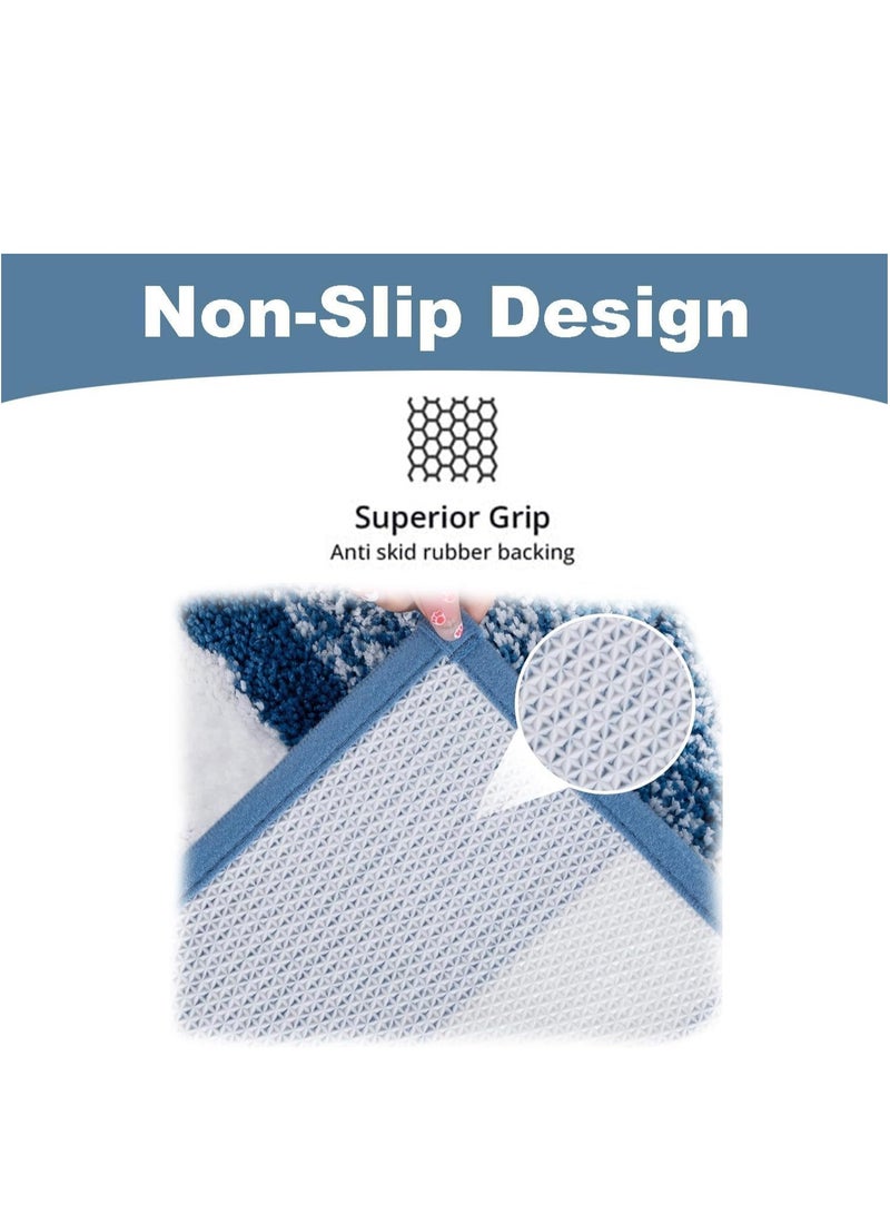 TYCOM Bathroom Rugs Bath Mat 50x80cm Non Slip Fluffy Soft Plush Microfiber Shower Carpet Rug Machine Washable Quick Dry Ultra Bath Mats for Tub Bathroom and Shower Dark Blue.  - Image 3