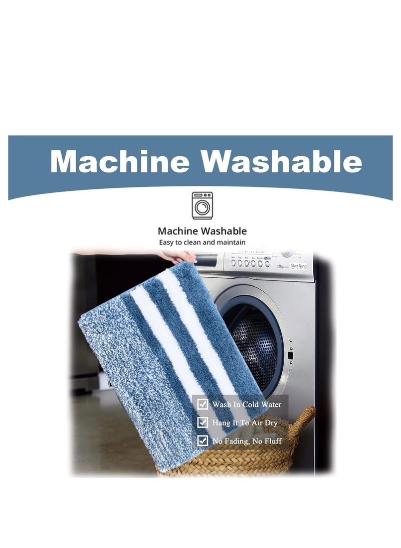TYCOM Bathroom Rugs Bath Mat 50x80cm Non Slip Fluffy Soft Plush Microfiber Shower Carpet Rug Machine Washable Quick Dry Ultra Bath Mats for Tub Bathroom and Shower Dark Blue.  - Image 5