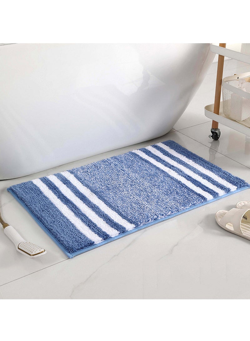 TYCOM Bathroom Rugs Bath Mat 50x80cm Non Slip Fluffy Soft Plush Microfiber Shower Carpet Rug Machine Washable Quick Dry Ultra Bath Mats for Tub Bathroom and Shower Dark Blue.  - Image 1