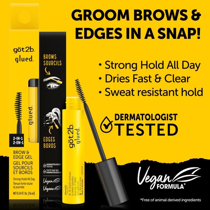 got2b Glued 2-in-1 Brow Gel & Edge Control, 0.54 Fl Oz, Strong Hold Styling Eyebrow Gel and Hair Mascara for Flyaways and Frizz with Castor Oil, Sweat-Resistant with Quick Dry, Clear Finish - Image 2