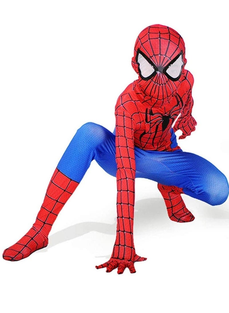 Spider-Man Costume Cosplay Set 3D Style Superhero Cosplay Full Body Bodysuit Spandex Jumpsuit Kids Spider-Man Dress Up (Children's Size: 110-120cm) - Image 2