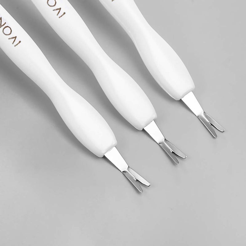 IVON 3 Pack Nail Cuticle Trimmer Pusher Remover, Double End & White Handle - Image 3
