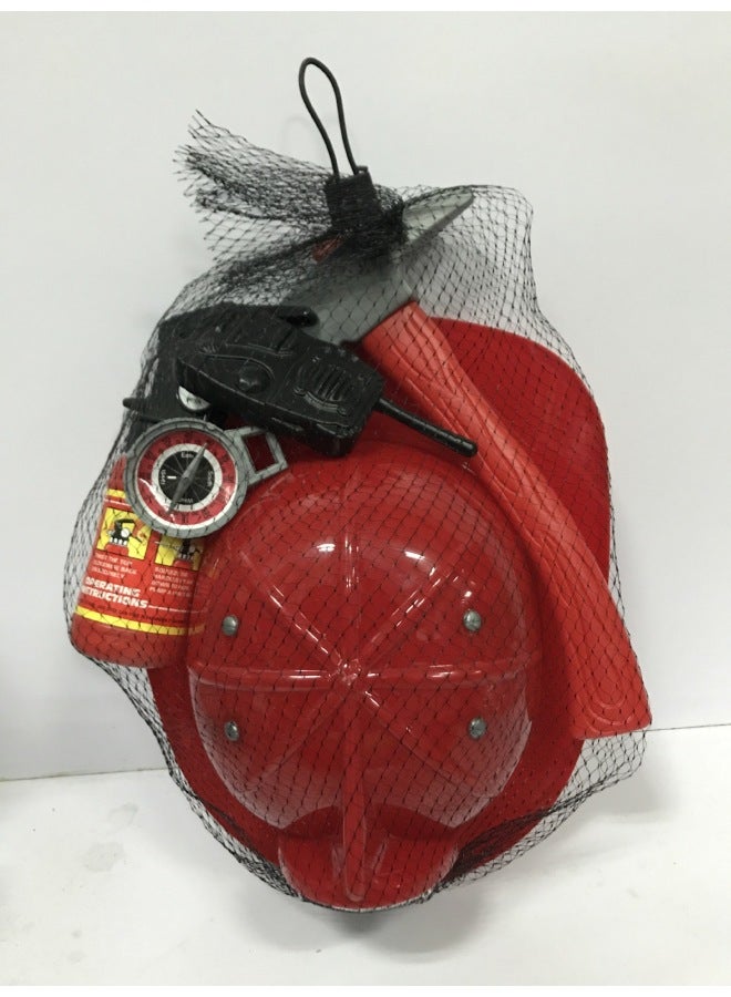 Children's Fire Cap Toys Play House Chenghai Role-playing Firefighters Cosplay New-Color:5-piece Set With Adjustment Belt - Image 5