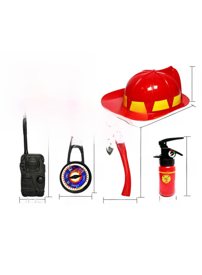 Children's Fire Cap Toys Play House Chenghai Role-playing Firefighters Cosplay New-Color:5-piece Set With Adjustment Belt - Image 3