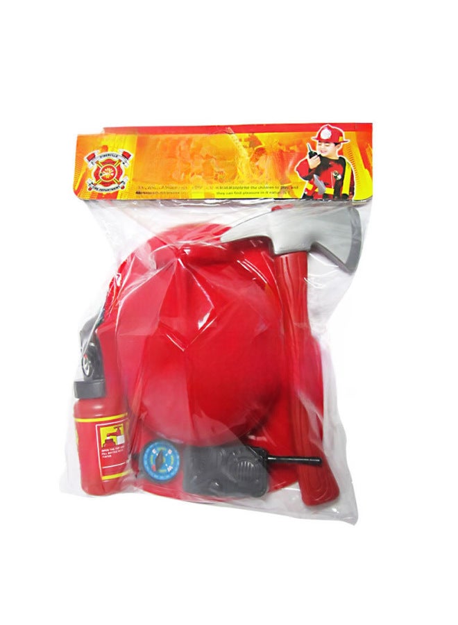 Children's Fire Cap Toys Play House Chenghai Role-playing Firefighters Cosplay New-Color:5-piece Set With Adjustment Belt - Image 2
