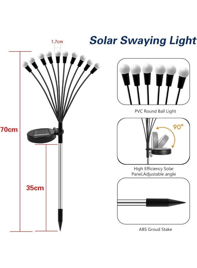 Solar Outdoor Garden Lights, Waterproof 8 Color Changing LED Firefly Swaying Design, 2-Pack - Image 2