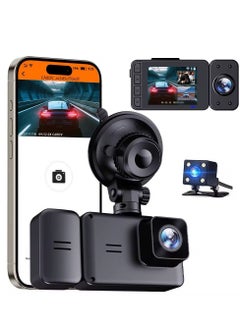 BlueFire 3-Cameras 1080P WiFi Dash Cam | Front + Inside + Rear | Night Vision, Parking Monitor, Collision Lock – Ultimate Driving Recorder with 2" Screen for All Vehicles  - Image 1