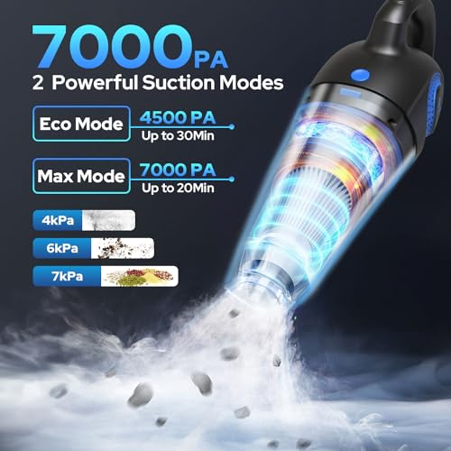 COSTAR Vacuum Cleaner for Car Use Wet and Dry 2 in 1 Cordless Mini Vacuum Cleaner Home Dust Portable 7000pa Powerful Suction, 4 Nozzles,Washable Filter, USB Rechargeable - Image 2