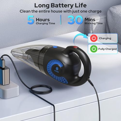 COSTAR Vacuum Cleaner for Car Use Wet and Dry 2 in 1 Cordless Mini Vacuum Cleaner Home Dust Portable 7000pa Powerful Suction, 4 Nozzles,Washable Filter, USB Rechargeable - Image 5