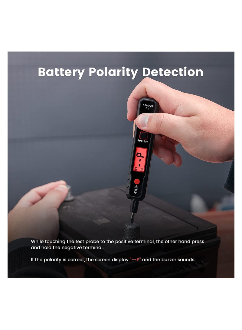 Voltage Tester, 12V-300V Non-Contact and Contact Voltage Pen with NCV, Live, Null Wire Tester Electrical Tester with LCD Display Buzzer, Alarm Wire Breakpoint Finder - Image 4