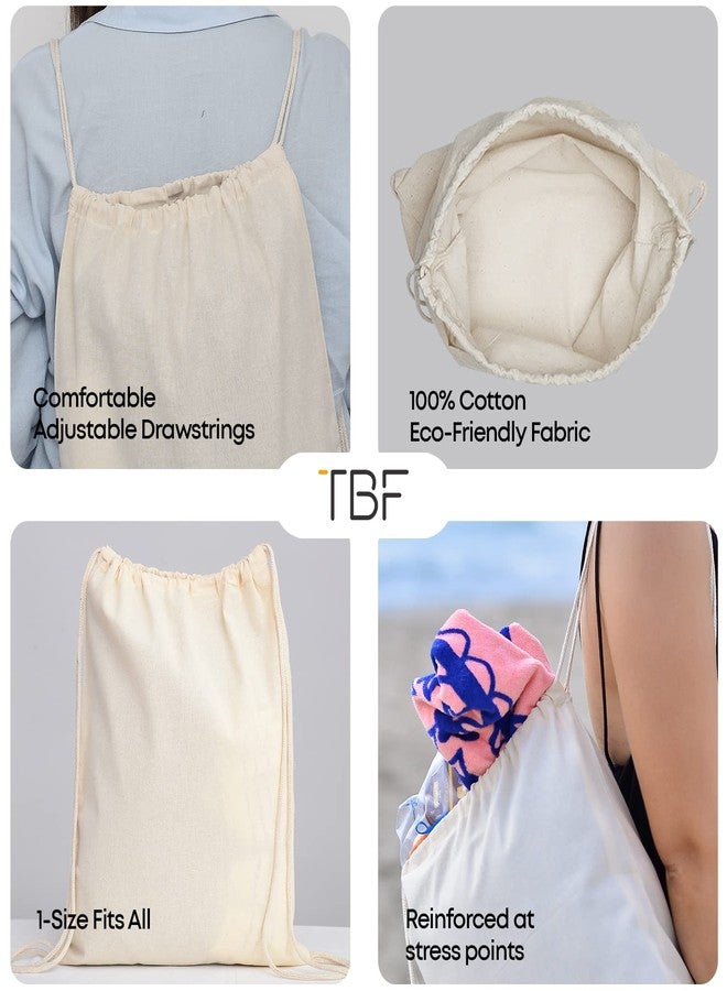 TBF (12 Pack) Set of 12 Durable Cotton Canvas Drawstring Backpack Bags (Large (17" W x 20" H)) - Image 2