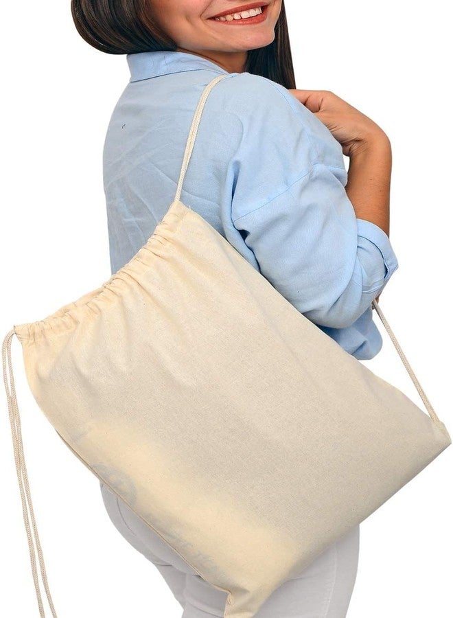 TBF (12 Pack) Set of 12 Durable Cotton Canvas Drawstring Backpack Bags (Large (17" W x 20" H)) - Image 5