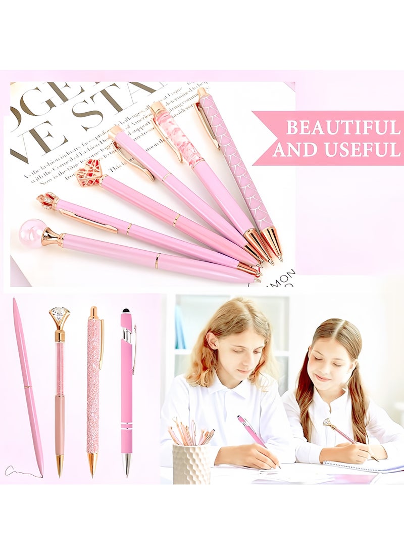 DAIKOYE 10 Pcs Ballpoint Pens Set Party Favors for Kids Pink Gifts Pink Pens for Women Girls Office Supplies School Supplies Black Ink Metal Crystal Diamond Pens  - Image 4