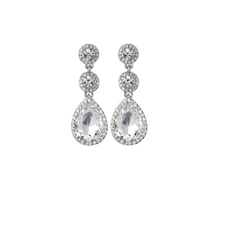 YINLI Elegant Wedding Bridal Crystal Tear Drop Dangle Earrings for Women - Image 5