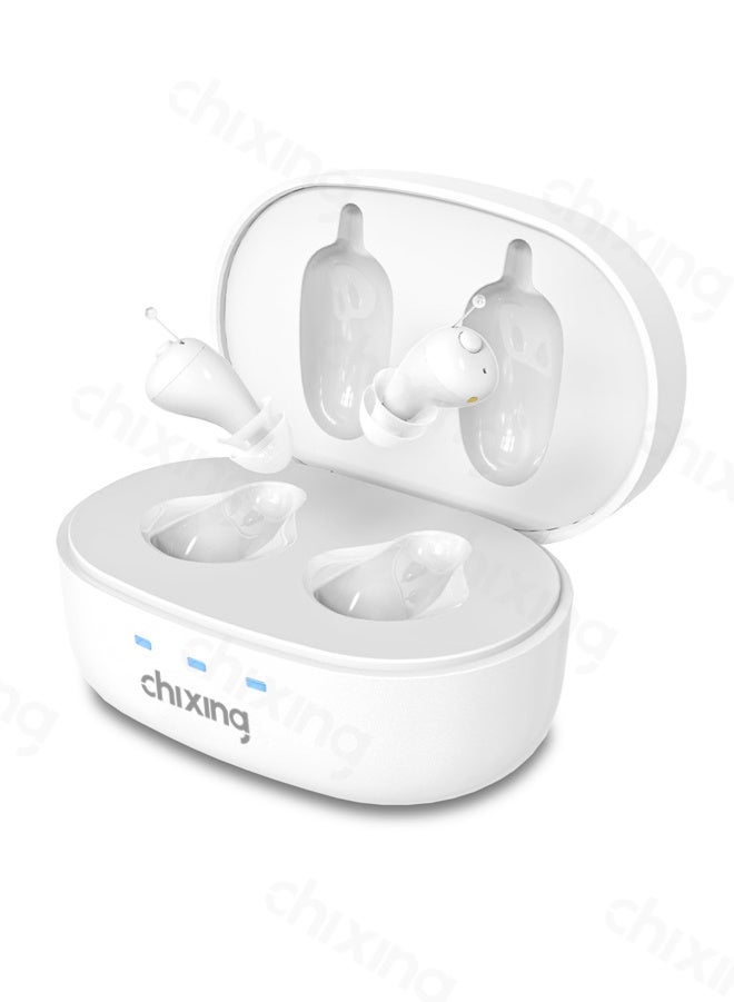 Chixing Hearing Aids Rechargeable, Nearly Invisible Hearing Aid for Seniors, 100+ Hours of Charging Case Usage, Super-Mini Invisible Design, Comfort Fit in Ear Canal, AI Noise Cancellation and Clear Sound, Suitable for Various Daily Scenarios - Image 1
