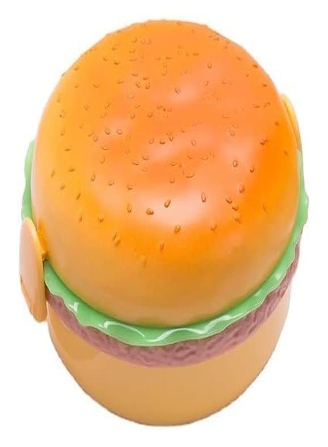 VIDORA Lunch Box for Kids Burger Shape School Tiffin Box for Boys & Girls Leak Proof Plastic with Compartments - Image 1